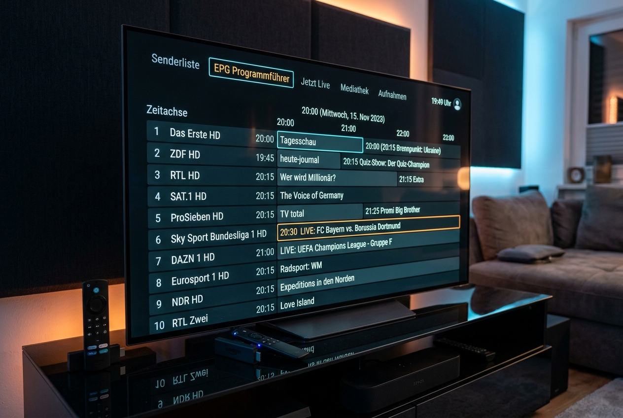 Elektronischer Programmführer EPG für ARD, ZDF, RTL und Sky